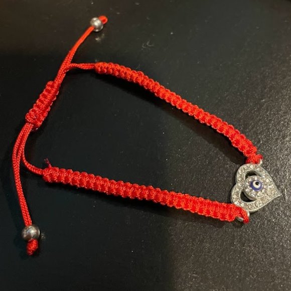Heart - Evil Eye/Hand of Fatima - Bracelet Adjustable Lucky Red String Kabbalah - Picture 3 of 8